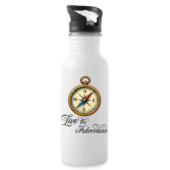 Compass motif Live the Adventure - Water bottle with straw - white - Right