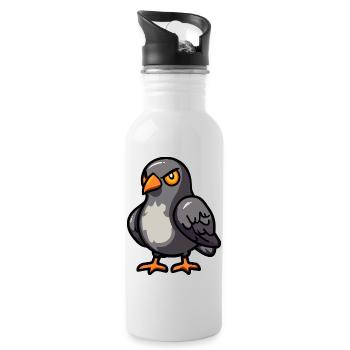 Taube Vogel Halloween Comic Lustig - Trinkflasche mit integriertem Trinkhalm - Weiß - Rechts
