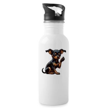 Talk to the Paw Miniature Pinscher Pinscher Minpin - Water bottle with straw - white - Right