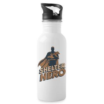 Shelter Hero Superheld Hund Comic Design - Trinkflasche mit integriertem Trinkhalm - Weiß - Rechts