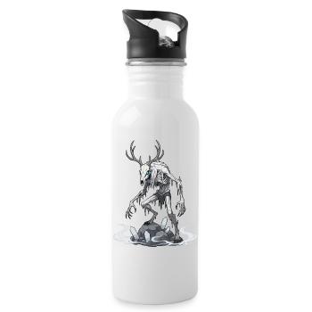 Wendigo Eisgeist Hirsch Skelett - Trinkflasche mit integriertem Trinkhalm - Weiß - Rechts