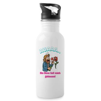 Rose Beißt Mich Cartoon Humor Karikatur  - Trinkflasche mit integriertem Trinkhalm - Weiß - Rechts