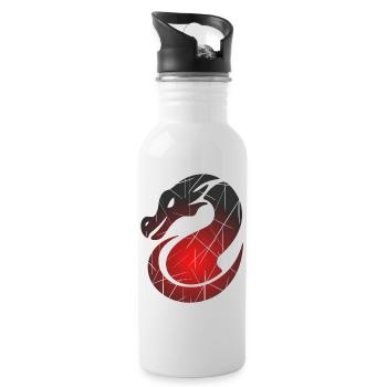 Red Dragon with Split Texture - Water bottle with straw - white - Right
