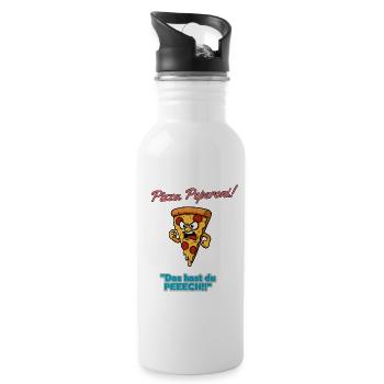 Pizza Pepperoni Angry Slice - Water bottle with straw - white - Right