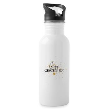 Gold Confetti Heart Fire - Water bottle with straw - white - Right