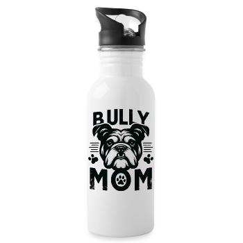 Bulldog Mom Bold Graphic  - Water bottle with straw - white - Right