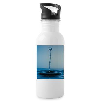 Abstrait d’eau bleue - Gourde avec paille intégrée - blanc - Droite