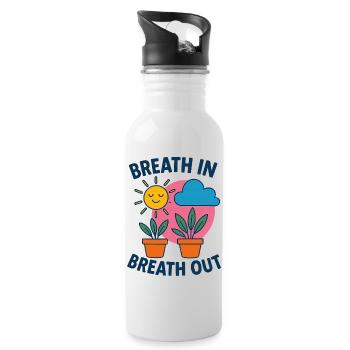 Breath Sun Plants Motif - Water bottle with straw - white - Right