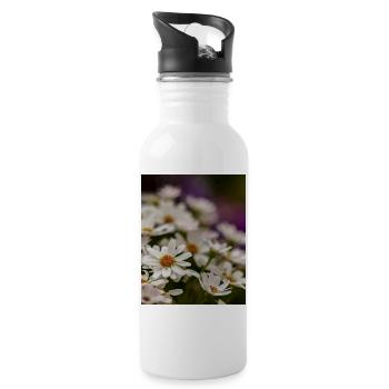 Gänseblümchen Blumen - Trinkflasche mit integriertem Trinkhalm - Weiß - Rechts