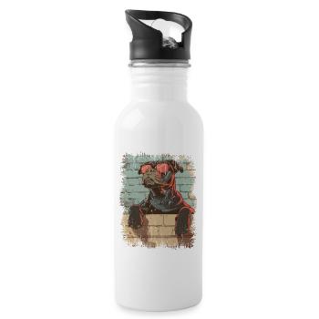 Cool dog with sunglasses - Water bottle with straw - white - Right