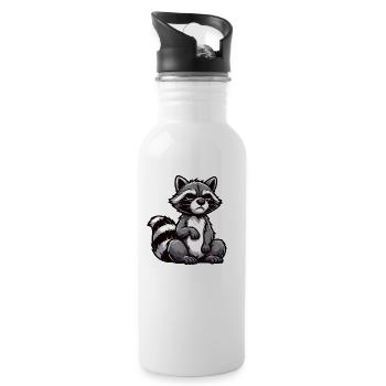 Talk to the paw Raccoon Raccoon Raccoon - Water bottle with straw - white - Right