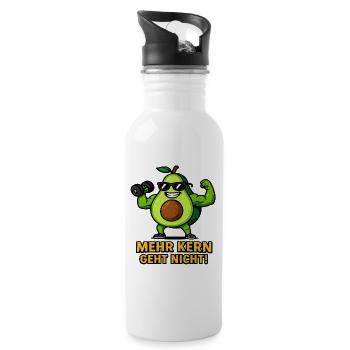 Avocado Powerhouse Strong Vegetables Illustration - Water bottle with straw - white - Right