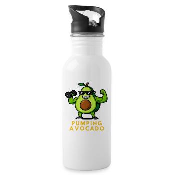 Pompage Avocat Fitness Fruit Légume Design - Gourde avec paille intégrée - blanc - Droite