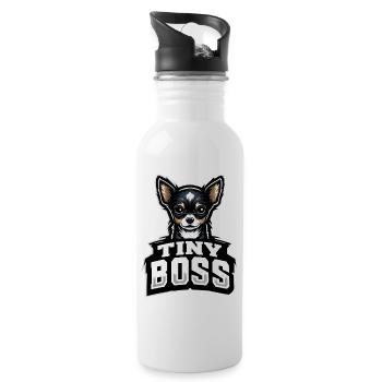 Kleiner Hund, große Persönlichkeit - Trinkflasche mit integriertem Trinkhalm - Weiß - Rechts