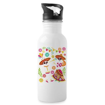 Tête de Mort Mexicaine Sugar Skull Dia de Muertos - Gourde avec paille intégrée - blanc - Droite