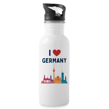 Ich liebe Deutschland Skyline  - Trinkflasche mit integriertem Trinkhalm - Weiß - Rechts