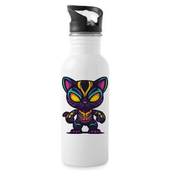Panther Halloween Zombie - Water bottle with straw - white - Right