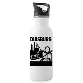 duisburg wahrzeichen - Trinkflasche mit integriertem Trinkhalm - Weiß - Rechts