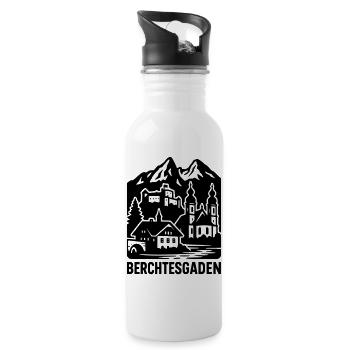 Berchtesgaden Silhouette Landmark - Water bottle with straw - white - Right
