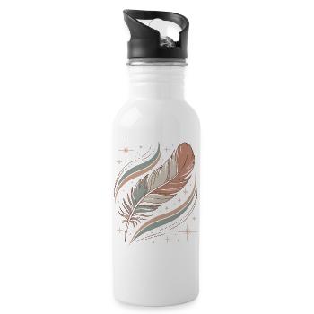 Boho Seele Feder - Trinkflasche mit integriertem Trinkhalm - Weiß - Rechts