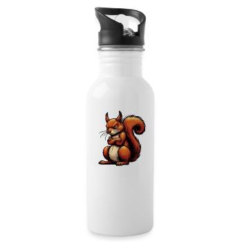 Talk to the Paw Eichhörnchen Eichhorn Nagetier - Trinkflasche mit integriertem Trinkhalm - Weiß - Rechts