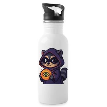 Wenn ein Racoon was findet - Trinkflasche mit integriertem Trinkhalm - Weiß - Rechts