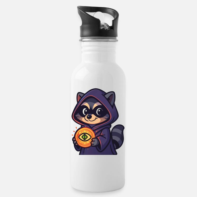 Wenn ein Racoon was findet - Trinkflasche mit integriertem Trinkhalm - Weiß