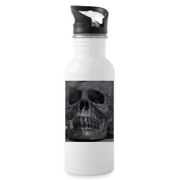 Glittering Skull in Darkness - Water bottle with straw - white - Right