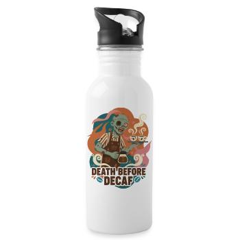 Death Before Decaf Barista - Trinkflasche mit integriertem Trinkhalm - Weiß - Rechts