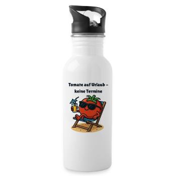 Tomate im Urlaub – Keine Termine Gemüse Motive  - Trinkflasche mit integriertem Trinkhalm - Weiß - Rechts