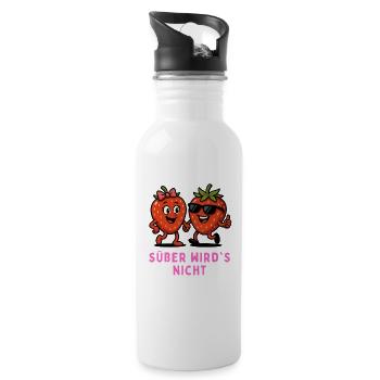 It Doesn't Get Sweeter Strawberries Duo Fruit Illustration - Water bottle with straw - white - Right