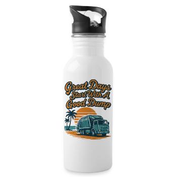 Great days start with a good garbage truck - Water bottle with straw - white - Right