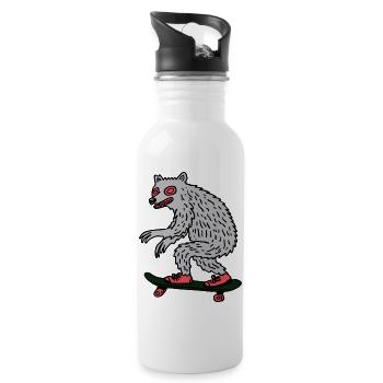 Moonlit Werewolf Skateboarder - Water bottle with straw - white - Right