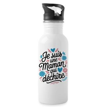 Ich bin eine Killer-Mutter - Trinkflasche mit integriertem Trinkhalm - Weiß - Rechts