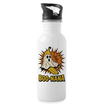 BOO-NANA – Lustiges Halloween Bananen-Geist Motiv - Trinkflasche mit integriertem Trinkhalm - Weiß - Rechts