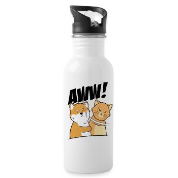 Lustige Katze Slap Meme Katzenliebhaber Katzen Haltung - Trinkflasche mit integriertem Trinkhalm - Weiß - Rechts