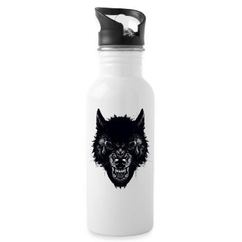 Wolf - Trinkflasche mit integriertem Trinkhalm - Weiß - Rechts