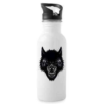 loup - Gourde avec paille intégrée - blanc - Droite