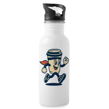 Running Coffee Cup Mascot - Water bottle with straw - white - Right