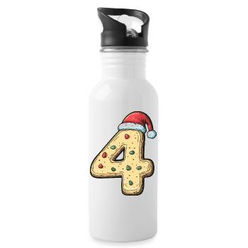 Biscuit de Noël à 4 chiffres - Gourde avec paille intégrée - blanc - Droite