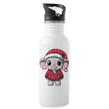Noël des éléphants - Gourde avec paille intégrée - blanc - Droite