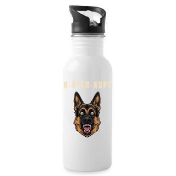 German Shepherd Mutt Funny Pun Saying Dog - Water bottle with straw - white - Right
