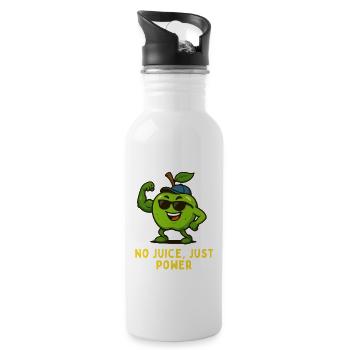 Pomme avec des muscles - Pas de jus, juste de la puissance - Gourde avec paille intégrée - blanc - Droite