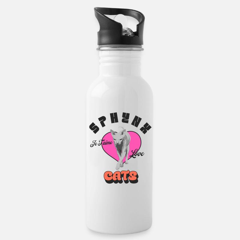 Ich liebe Sphynx Cats Lover - Trinkflasche mit integriertem Trinkhalm - Weiß