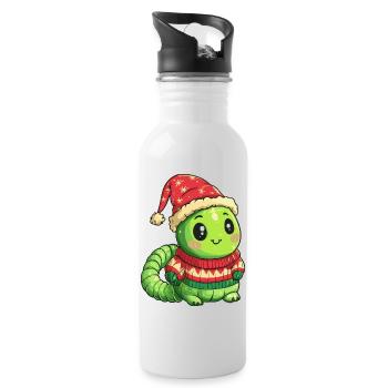 Worm Christmas - Water bottle with straw - white - Right