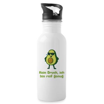 Avocado kein Druck reif genug  - Trinkflasche mit integriertem Trinkhalm - Weiß - Rechts