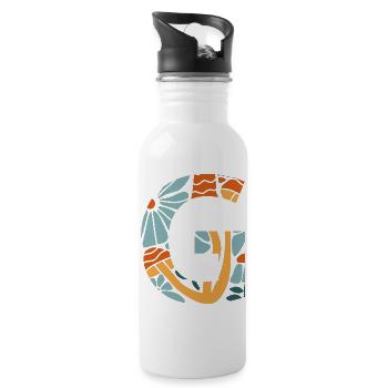 Lettre g fleurs groovy idée cadeau  - Gourde avec paille intégrée - blanc - Droite