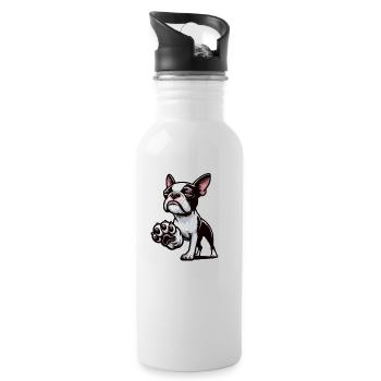 Talk to the Paw Boston Boston terrier Bostie Bosti - Trinkflasche mit integriertem Trinkhalm - Weiß - Rechts