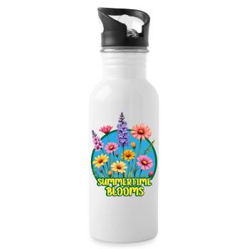 Summertime Blooms - Water bottle with straw - white - Right