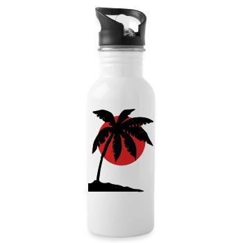 Palmen-Sonnenuntergang – Tropische Silhouette - Trinkflasche mit integriertem Trinkhalm - Weiß - Rechts